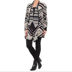 Lucky Brand Intarsia Draped Geometric Cardigan